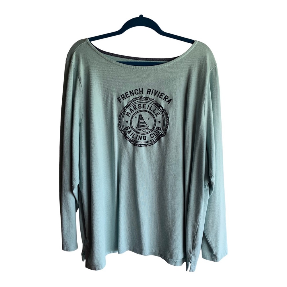 Talbots ⛵️Terry Long Sleeved Pullover Top With Cute Embroidery